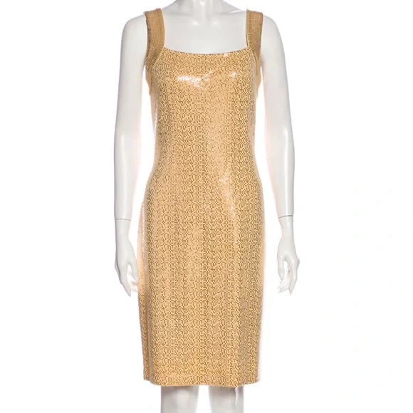 green emerald velvet dress Vintage 80s St John-Esq Santana Knit Body Con Deep Gold Button Up Midi –  STORE242 main image 1
